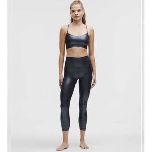 NEW‎ Lululemon Align High-Rise Ribbed Pant 25" *Shine Size 12 Foil Black  Night